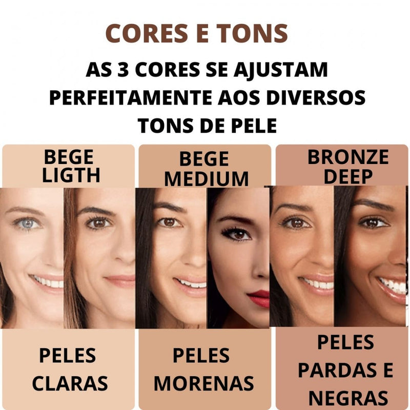 (Compre 1 leve 2) Base Corretiva Facial Alta Cobertura à Prova D'Água - Lookave