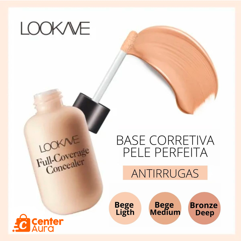 (Compre 1 leve 2) Base Corretiva Facial Alta Cobertura à Prova D'Água - Lookave